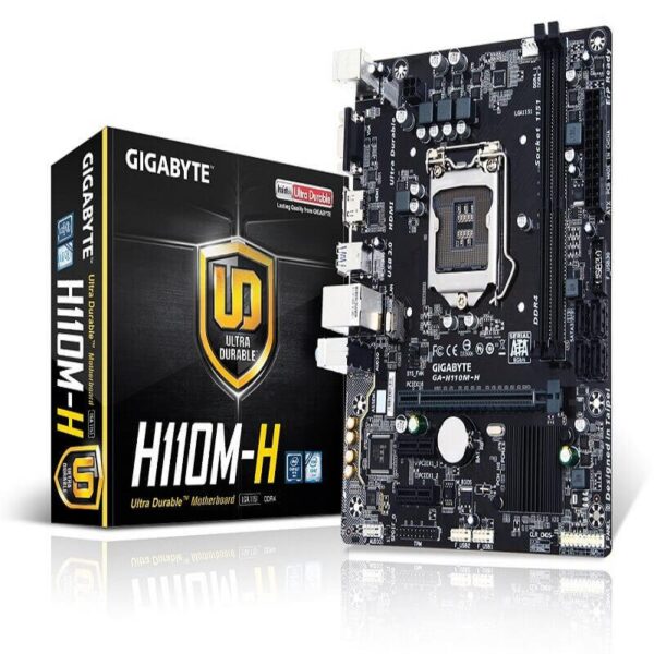 Gigabyte GA-H110M-H Micro ATX Motherboard With HDMI ( Intel Socket 1151, 7th and 6th Generation Intel Core Series CPU, 2 RAM Slots, Max 32GB RAM Support )
