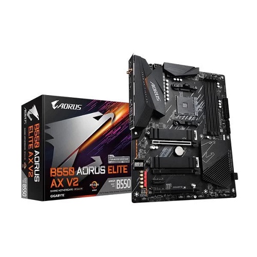 Gigabyte B550 Aorus Elite AX V2 ATX Motherboard With Wifi ( AMD AM4 Socket, Supports Ryzen Series CPU, 4 RAM Slots, Max 128GB RAM )