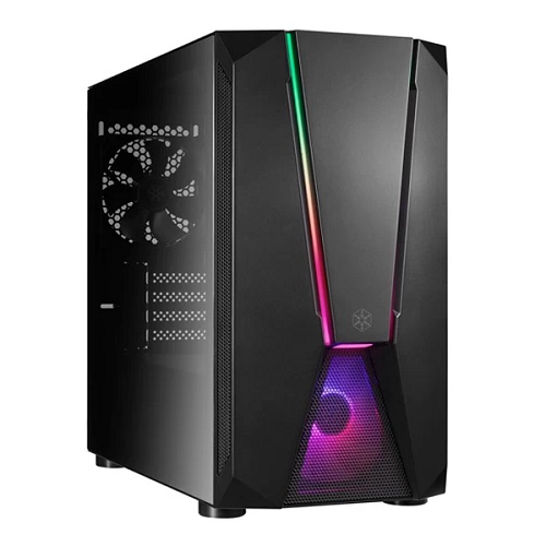 SILVERSTONE FARA V1M PRO ARGB (M-ATX) MID TOWER CABINET WITH TEMPERED GLASS SIDE PANEL AND ARGB CONTROLLER (BLACK)