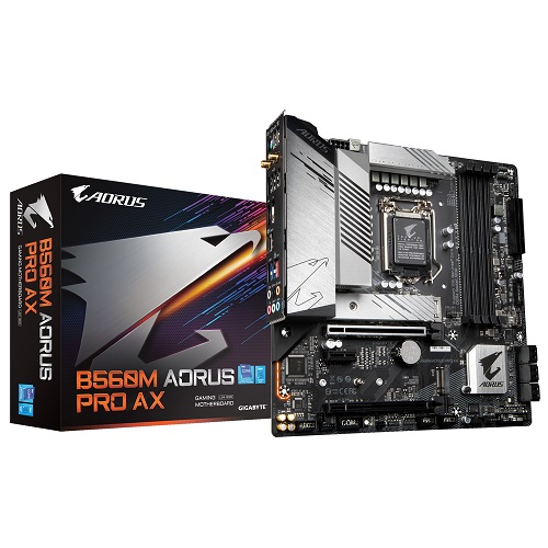 Gigabyte B560M AORUS PRO AX Micro ATX Motherboard With Wifi ( Intel LGA1200 Socket, Supports Intel 11th and 10th Gen Core Series CPU, 4 RAM Slots, Max 128GB RAM )
