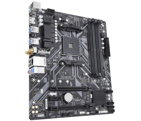 Gigabyte B450M DS3H WiFi Micro ATX Motherboard ( AMD AM4 Socket, For Ryzen Series CPU, 4 RAM Slots, Max 64GB RAM Support )