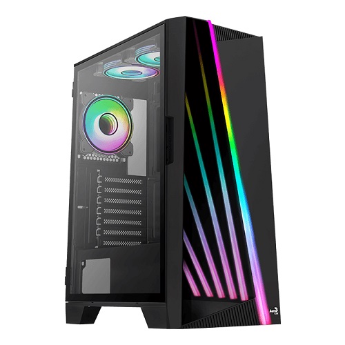 Aerocool Mirage Tempered Glass ATX ARGB Mid Tower Case With 1 x ARGB Pre Installed Fan, Black